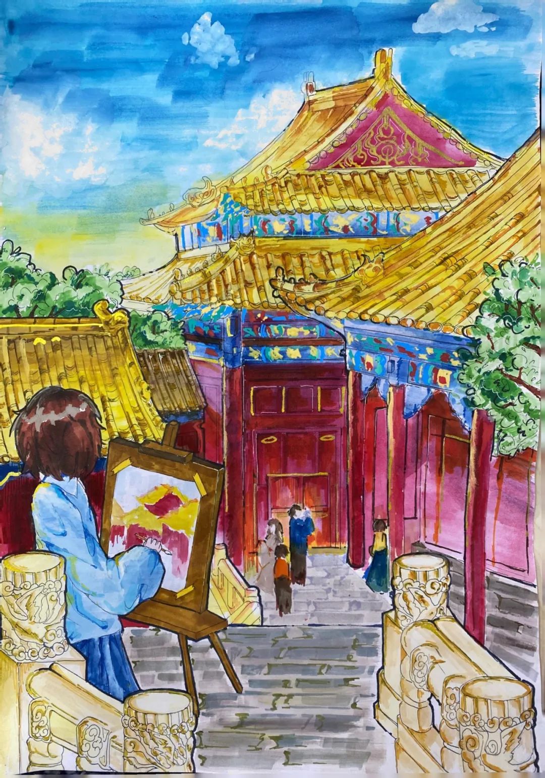 《绘故宫掠影 展中轴风情》