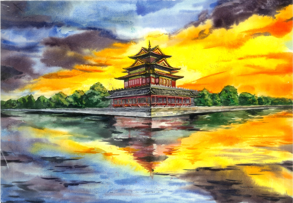 《落日角楼》